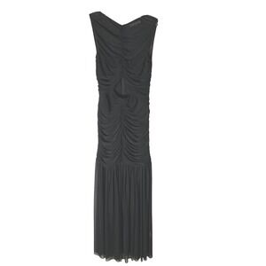 Pasduchas Ruched Sleeveless Maxi Dress Cutout Mesh Formal Elegant Black Size‎ 8